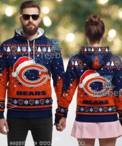 Chicago Bears Santa Hat Logo Ugly Christmas 3D Hoodie Chicago Bears Santa Hat Logo Ugly Christmas 3D Hoodie