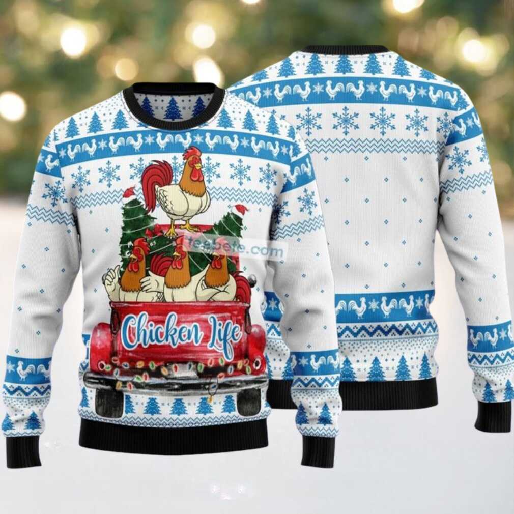 Chicken Life Xmas Tree Ugly Christmas Sweaters Matching White, hoodie, sweater, long sleeve and tank top Chicken Life Xmas Tree Ugly Christmas Sweaters Matching White