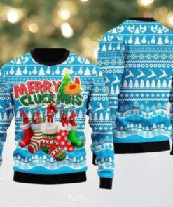 Chicken Merry Cluckmas Ugly Christmas Sweater For Men And Women Farm Ugly Sweater Christmas Fashion Winter 9109