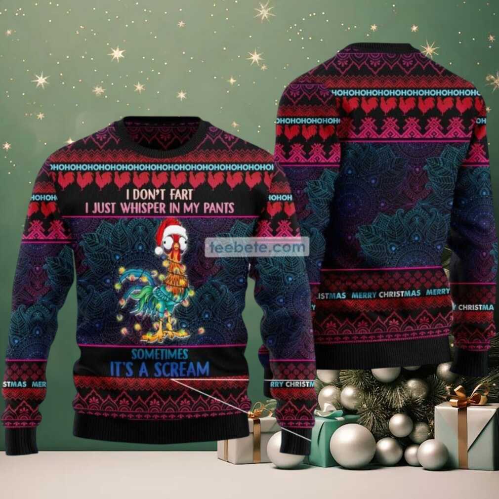 Chicken Sometimes Its A Scream Ugly Christmas Sweaters Best, hoodie, sweater, long sleeve and tank top Chicken Sometimes It's A Scream Ugly Christmas Sweater Best front view