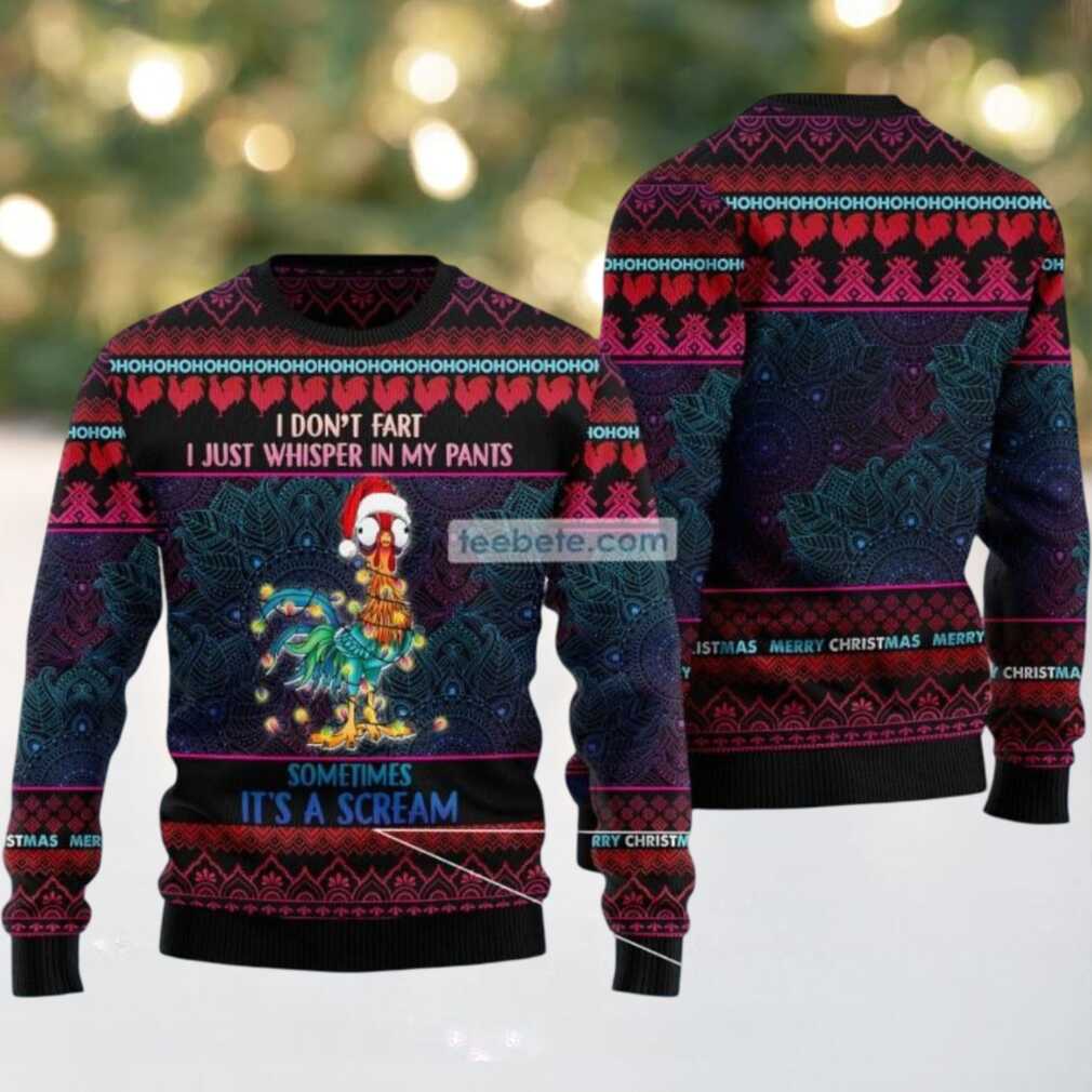 Chicken Sometimes Its A Scream Ugly Christmas Sweaters Best, hoodie, sweater, long sleeve and tank top Chicken Sometimes It's A Scream Ugly Christmas Sweater Best back view