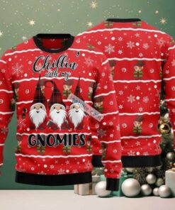 Chillin With My Gnomies Ugly Christmas Sweaters On Sale Red