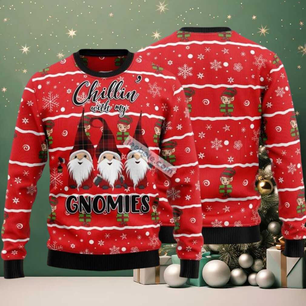 Chillin With My Gnomies Ugly Christmas Sweaters On Sale Red, hoodie, sweater, long sleeve and tank top Chillin With My Gnomies Ugly Christmas Sweaters On Sale Red