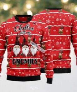 Chillin With My Gnomies Ugly Christmas Sweaters On Sale Red, hoodie, sweater, long sleeve and tank top Chillin With My Gnomies Ugly Christmas Sweaters On Sale Red
