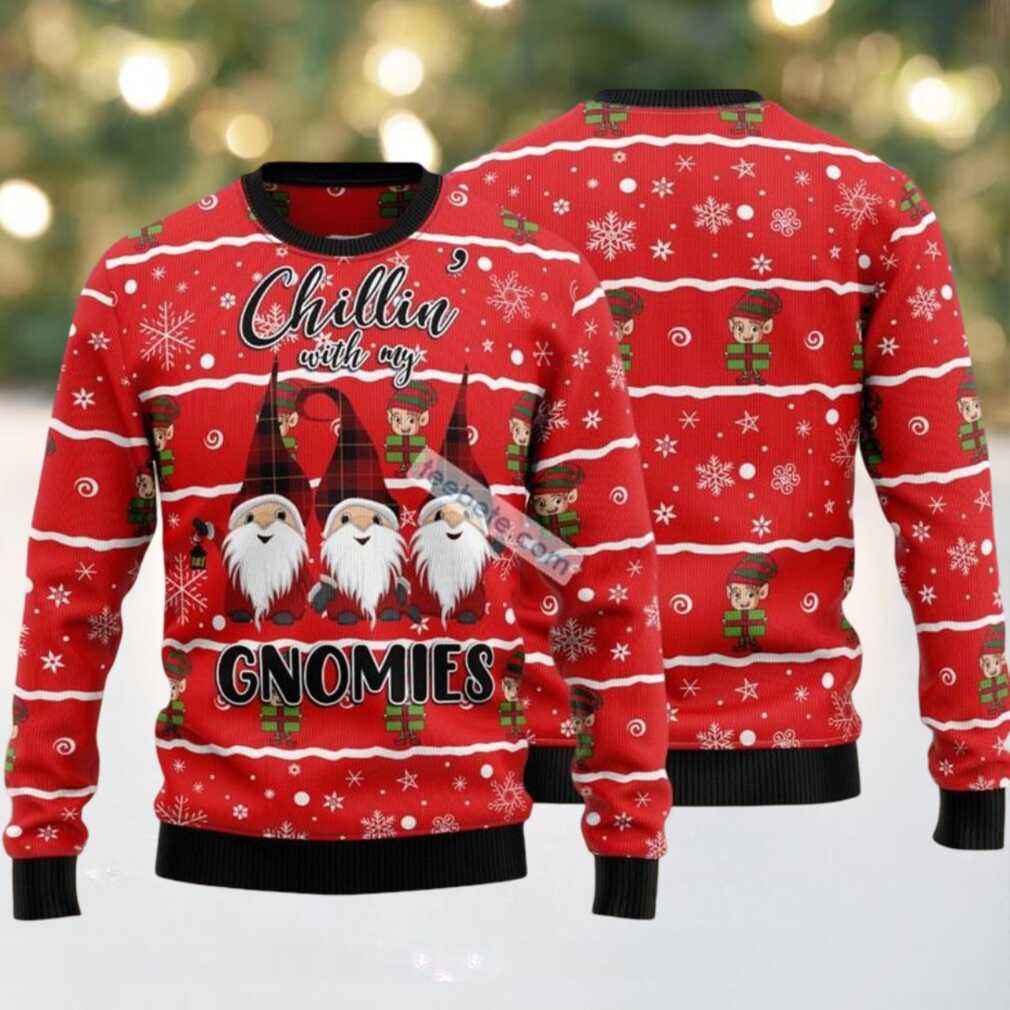 Chillin With My Gnomies Ugly Christmas Sweaters On Sale Red, hoodie, sweater, long sleeve and tank top Chillin With My Gnomies Ugly Christmas Sweaters On Sale Red