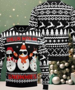 Chillin With My Snowmies Ugly Christmas Sweatshirt Womens Cool