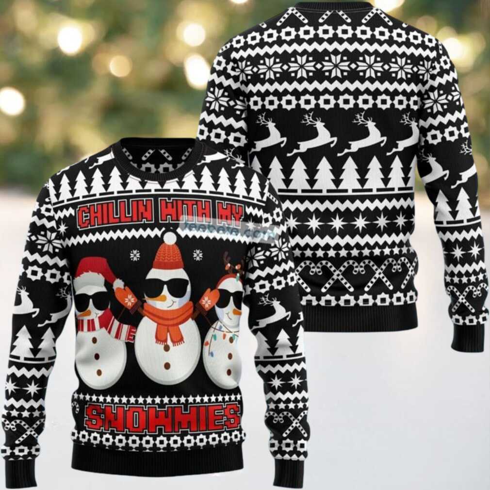 Chillin With My Snowmies Ugly Christmas Sweatshirt Womens Cool, hoodie, sweater, long sleeve and tank top Chillin With My Snowmies Ugly Christmas Sweatshirt back