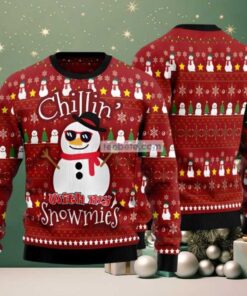Chillin With My Snowmies Ugly Sweater Christmas Red