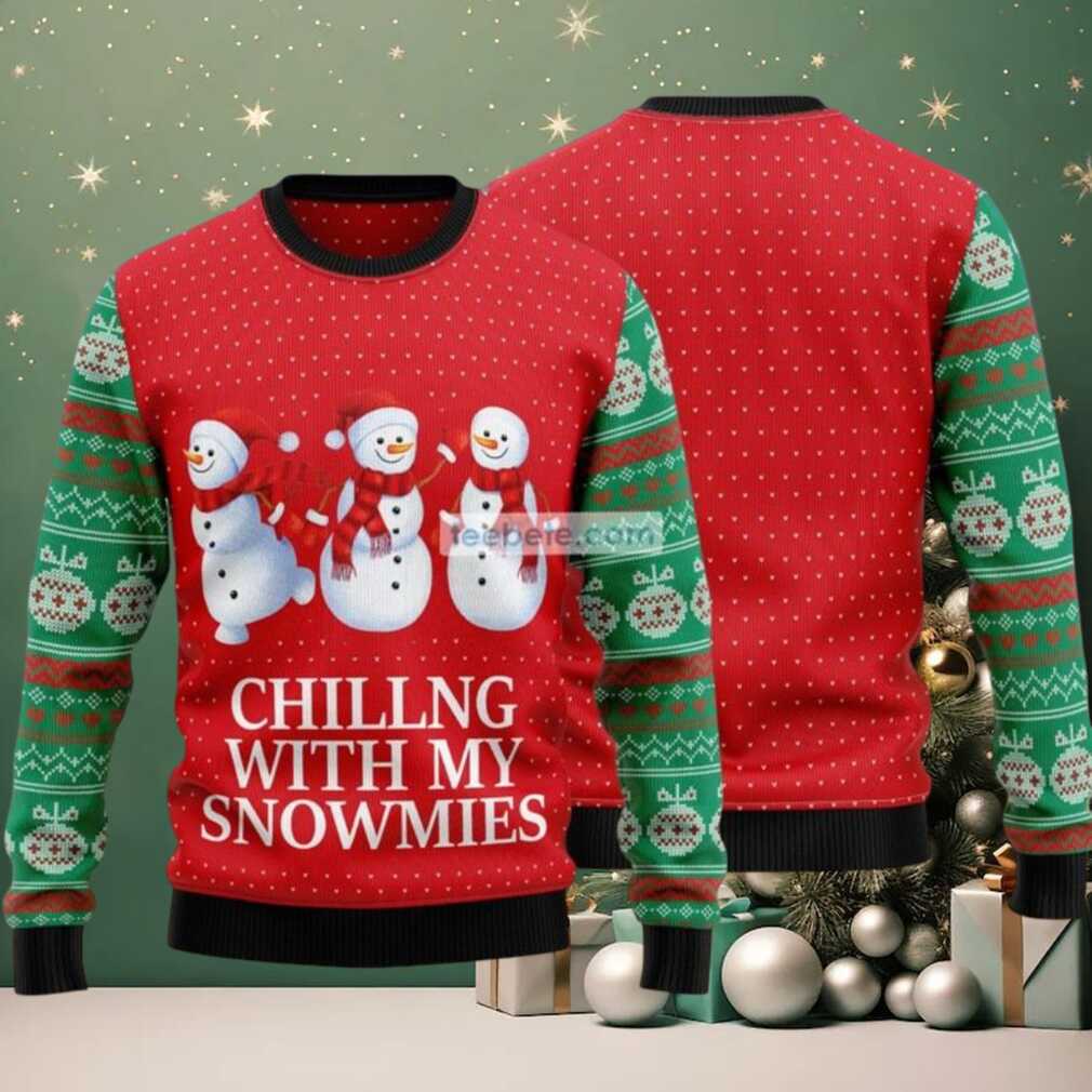 Chilling With My Snowmies Ugly Christmas Sweatshirt Womens Red (1), hoodie, sweater, long sleeve and tank top Chilling With My Snowmies Ugly Christmas Sweatshirt Womens Red (1)
