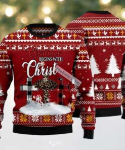 Christmas Begins With Christian Ugly Christmas Sweaters Best Red, hoodie, sweater, long sleeve and tank top Christmas Begins With Christian Ugly Christmas Sweaters Best Red