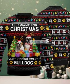 Christmas For Bulldog Ugly Christmas Sweater Ugliest Black