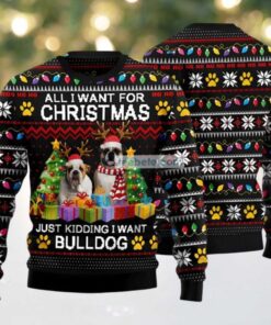 Christmas For Bulldog Ugly Christmas Sweater Ugliest Black, hoodie, sweater, long sleeve and tank top Christmas For Bulldog Ugly Christmas Sweater Ugliest Black