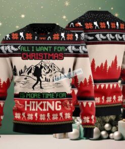 Christmas Is More Time For Hiking Ugly Christmas Sweaters Funny Red