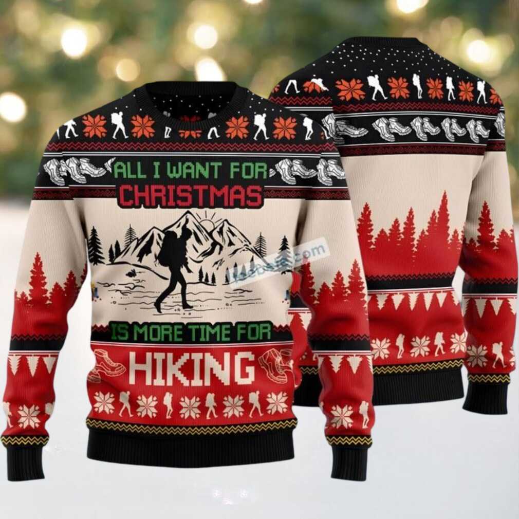Christmas Is More Time For Hiking Ugly Christmas Sweaters Funny Red, hoodie, sweater, long sleeve and tank top Hiking Christmas Jumper for Families