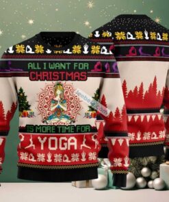 Christmas Is More Time For Yoga Ugly Xmas Sweater Party Red