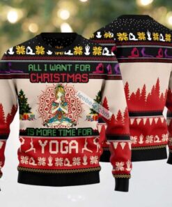 Christmas Is More Time For Yoga Ugly Xmas Sweater Party Red, hoodie, sweater, long sleeve and tank top Christmas Is More Time For Yoga Ugly Xmas Sweater Party Red