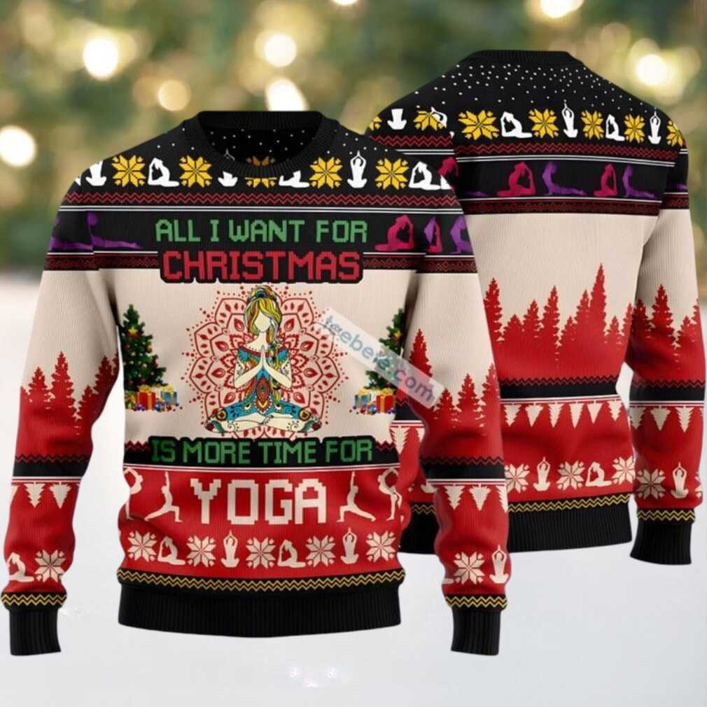 Christmas Is More Time For Yoga Ugly Xmas Sweater Party Red Christmas Is More Time For Yoga Ugly Xmas Sweater Party Red