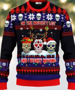 Christmas On The Naughty List Skull Ugly Christmas Sweater Christmas On The Naughty List Skull Ugly Christmas Sweater
