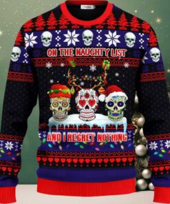 Christmas On The Naughty List Skull Ugly Christmas Sweater Christmas On The Naughty List Skull Ugly Christmas Sweater