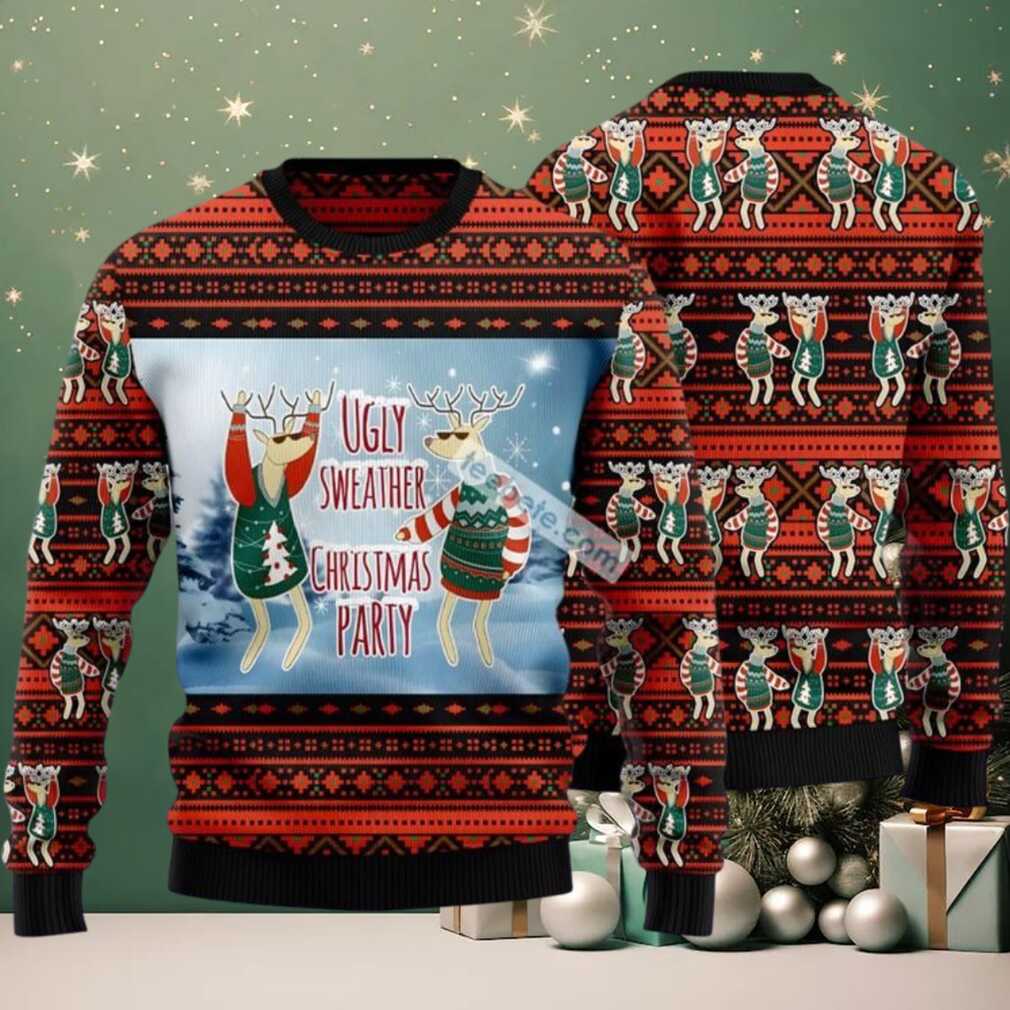 Christmas Party Reindeer Dance Ugly Christmas Sweatshirt Orange, hoodie, sweater, long sleeve and tank top Christmas Party Reindeer Dance Ugly Christmas Sweatshirt Orange