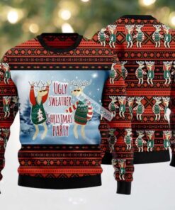Christmas Party Reindeer Dance Ugly Christmas Sweatshirt Orange, hoodie, sweater, long sleeve and tank top Christmas Party Reindeer Dance Ugly Christmas Sweatshirt Orange