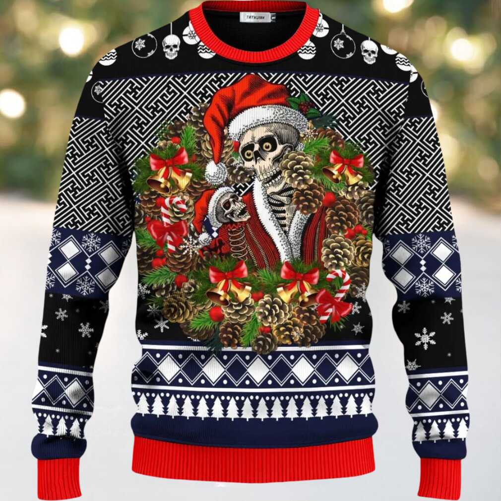Christmas Santa Claus Skull Ugly Christmas Sweater, hoodie, sweater, long sleeve and tank top Christmas Santa Claus Skull Ugly Christmas Sweater front view