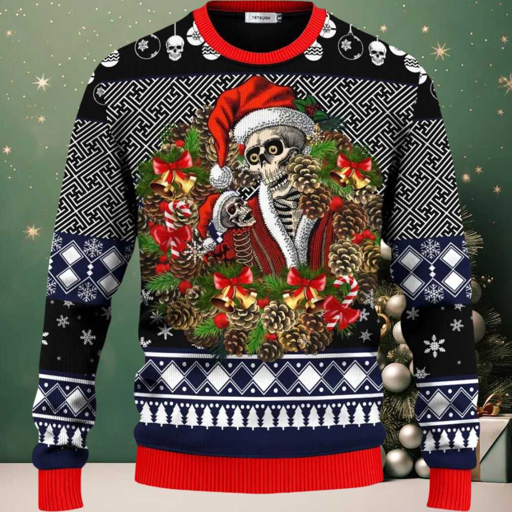 Christmas Santa Claus Skull Ugly Christmas Sweater, hoodie, sweater, long sleeve and tank top Christmas Santa Claus Skull Ugly Christmas Sweater back view