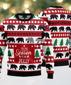 Christmas Tree And Bear Ugly Xmas Sweater Party Red White, hoodie, sweater, long sleeve and tank top Christmas Tree And Bear Ugly Xmas Sweater Party Red White