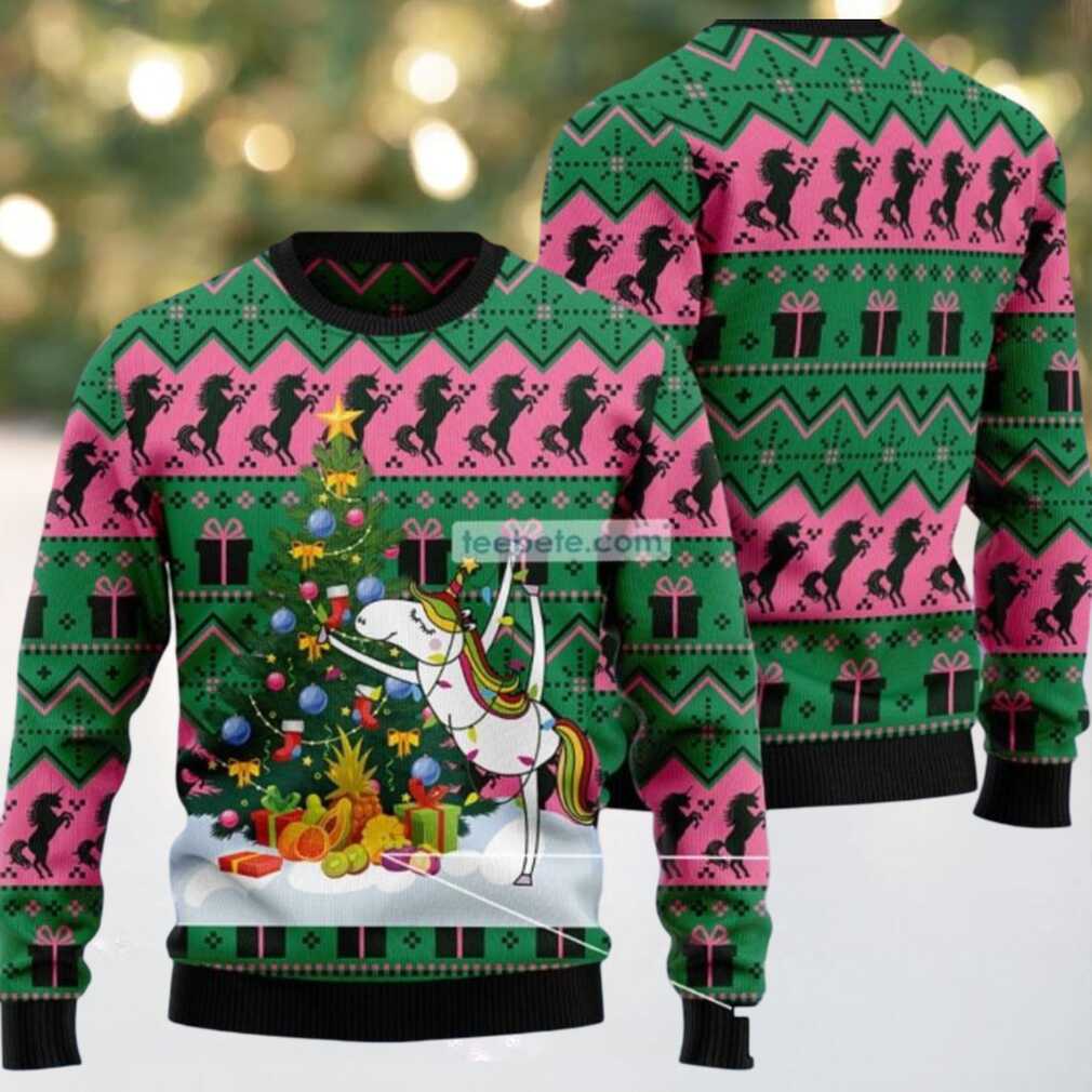 Christmas Tree Unicorn Ballet Dance Ugly Xmas Sweater Party, hoodie, sweater, long sleeve and tank top Christmas Tree Unicorn Ballet Dance Ugly Xmas Sweater Party