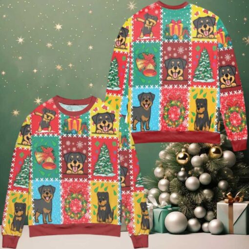 Christmas Vacation With Rottweiler Snowflake Ugly Christmas Sweater (1)