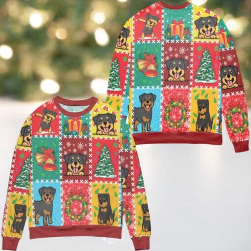 Christmas Vacation With Rottweiler Snowflake Ugly Christmas Sweater (1)