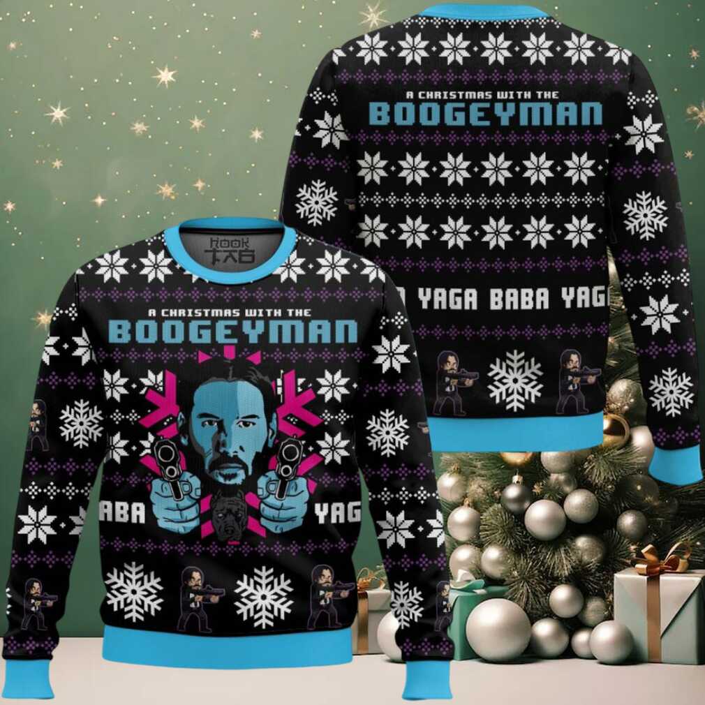 Christmas With The Boogeyman John Wick Ugly Christmas Sweater, hoodie, sweater, long sleeve and tank top Christmas With The Boogeyman John Wick Ugly Christmas Sweater