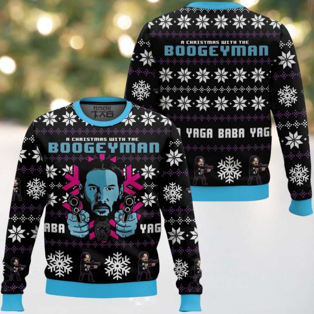 Christmas With The Boogeyman John Wick Ugly Christmas Sweater, hoodie, sweater, long sleeve and tank top Christmas With The Boogeyman John Wick Ugly Christmas Sweater