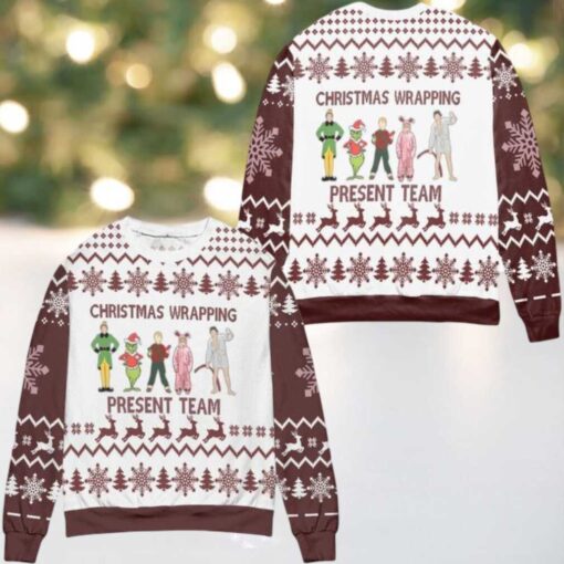 Christmas Wrapping Presents Team Grinch Friends Reindeer Snowflake Ugly Christmas Sweater