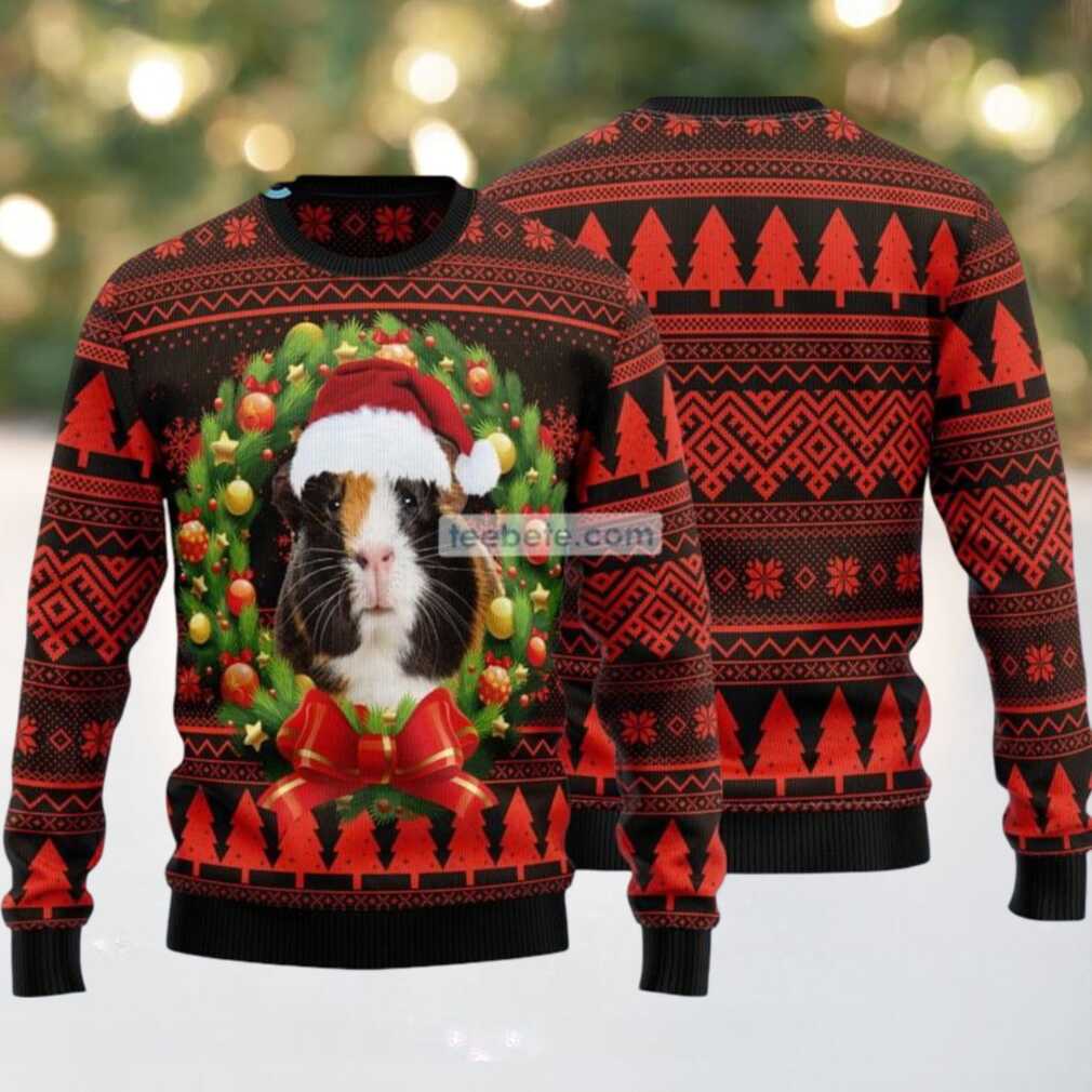 Christmas Wreath Guinea Pig Ugly Christmas Sweaters Family, hoodie, sweater, long sleeve and tank top Christmas Wreath Guinea Pig Ugly Christmas Sweaters Family