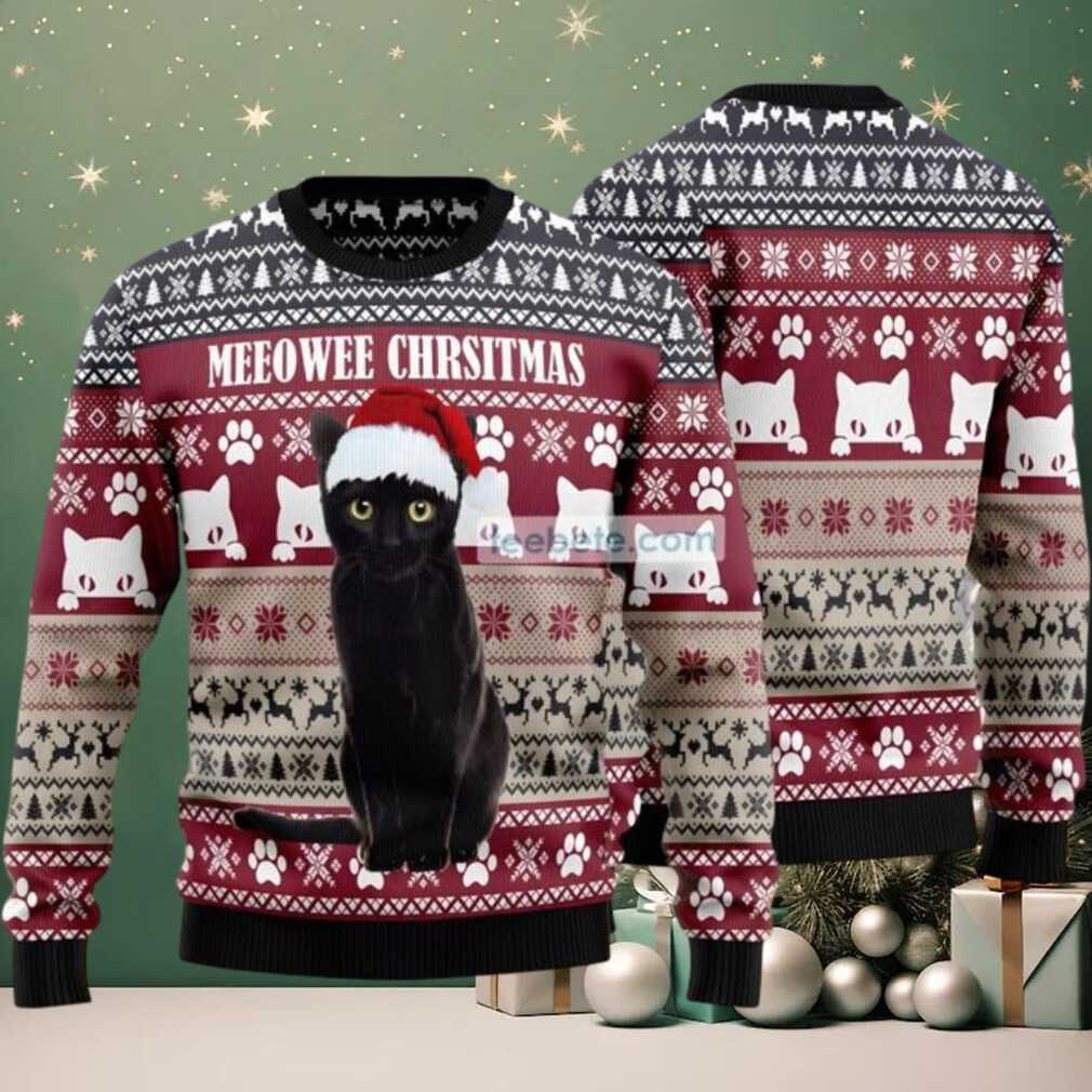 Claus Meeowee Ugly Christmas Sweaters Family Red, hoodie, sweater, long sleeve and tank top Claus Meeowee Ugly Christmas Sweater Family Red front design