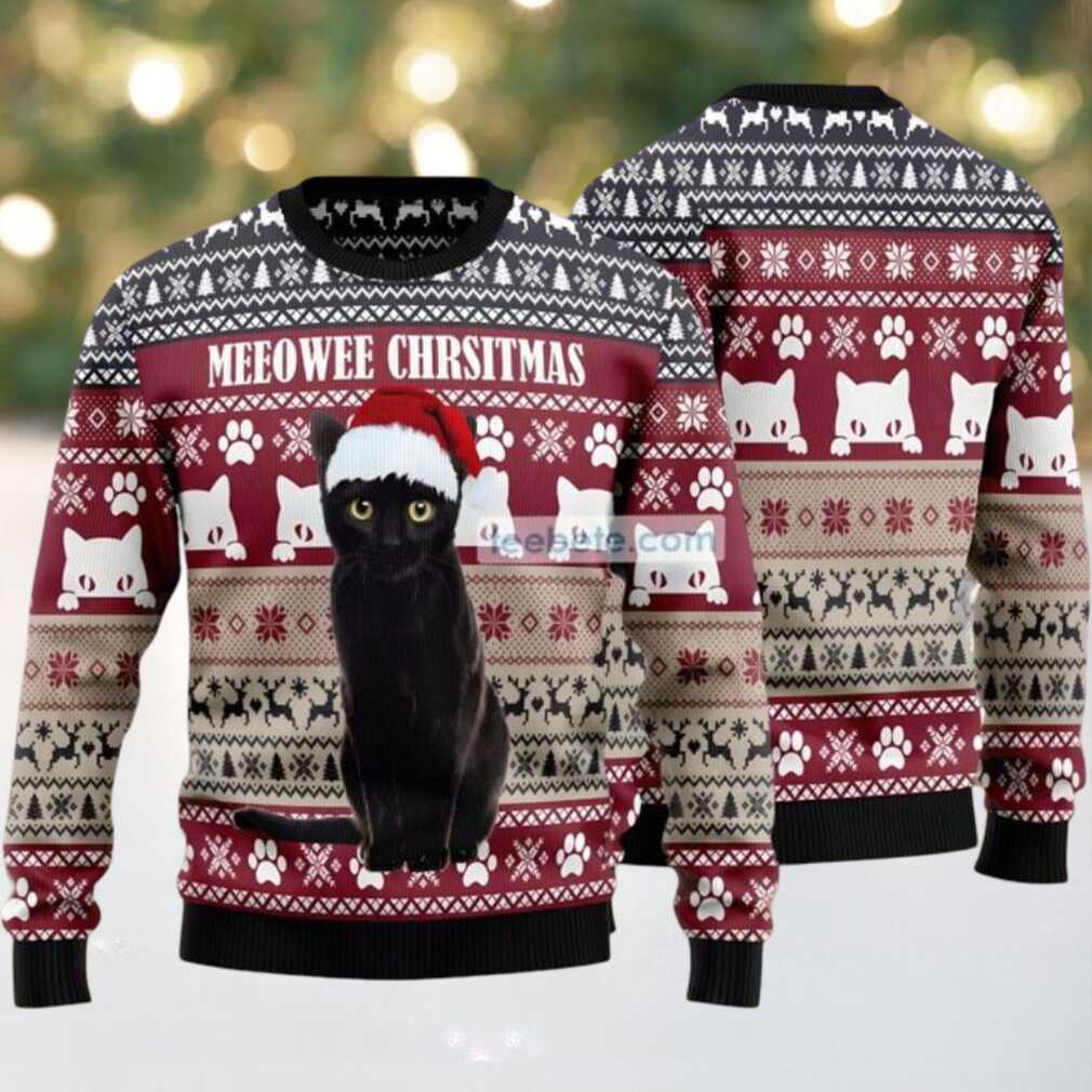 Claus Meeowee Ugly Christmas Sweaters Family Red, hoodie, sweater, long sleeve and tank top Claus Meeowee Ugly Christmas Sweater Family Red back design