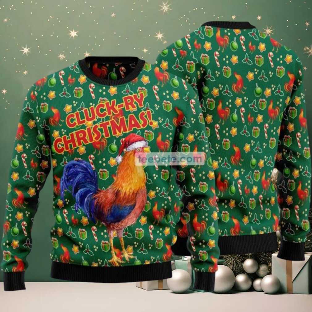 Cluck Ry Christmas Rooster Ugly Xmas Sweater Party Green, hoodie, sweater, long sleeve and tank top Cluck Ry Christmas Rooster Ugly Xmas Sweater Party Green