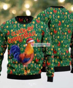 Cluck Ry Christmas Rooster Ugly Xmas Sweater Party Green, hoodie, sweater, long sleeve and tank top Cluck Ry Christmas Rooster Ugly Xmas Sweater Party Green