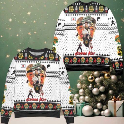Cobra Kai Christmas Snowflake Pattern Ugly Christmas Sweater White
