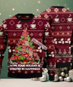 Coffee Xmas Tree Ugly Christmas Sweater Christmas Vacation Red