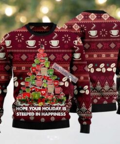 Coffee Xmas Tree Ugly Christmas Sweater Christmas Vacation Red, hoodie, sweater, long sleeve and tank top Coffee Xmas Tree Ugly Christmas Sweater Christmas Vacation Red