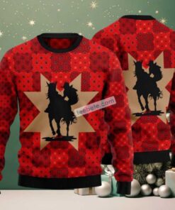 Cool Cowgirl Ugly Christmas Sweater Red Light Up