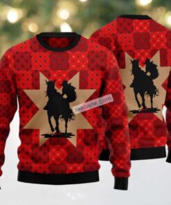 Cool Cowgirl Ugly Christmas Sweater Red Light Up, hoodie, sweater, long sleeve and tank top Cool Cowgirl Ugly Christmas Sweater Red Light Up