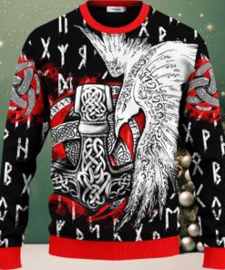 Cool Eagle Vegvisir Symbol Viking Ugly Christmas Sweater Cool Eagle Vegvisir Symbol Viking Ugly Christmas Sweater