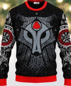Cool Wolf Vegvisir Pattern Viking Ugly Christmas Sweater Cool Wolf Vegvisir Pattern Viking Ugly Christmas Sweater
