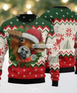 Cow Face Christmas Wreath Ugly Christmas Sweaters Best, hoodie, sweater, long sleeve and tank top Cow Face Christmas Wreath Ugly Christmas Sweaters Best