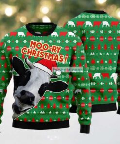 Cow Face Moory Ugly Christmas Sweater Mens Green, hoodie, sweater, long sleeve and tank top Cow Face Moory Ugly Christmas Sweater Mens Green
