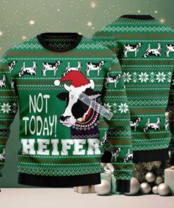 Cow Not Today Ugly Xmas Sweaters Funny Green