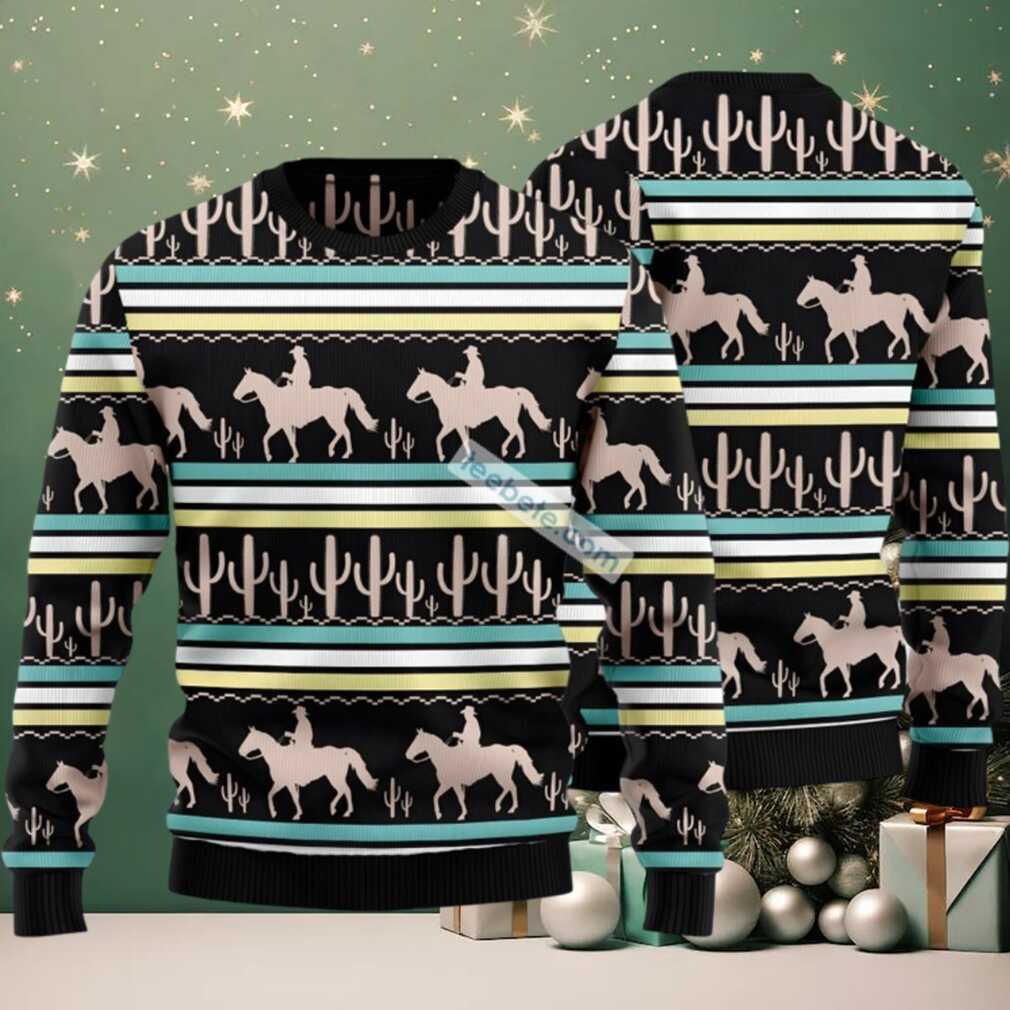 Cowboy Cactus Ugly Christmas Sweaters Best Black Cowboy Cactus Ugly Christmas Sweaters Best Black